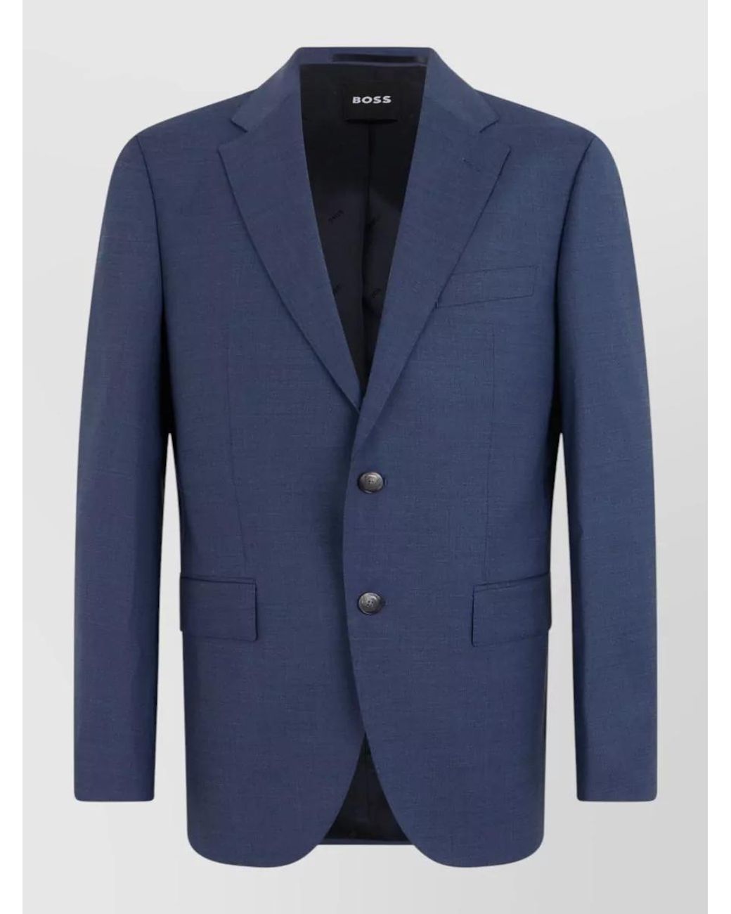 Boss Blue Virgin Wool Single-Breasted Blazer for men