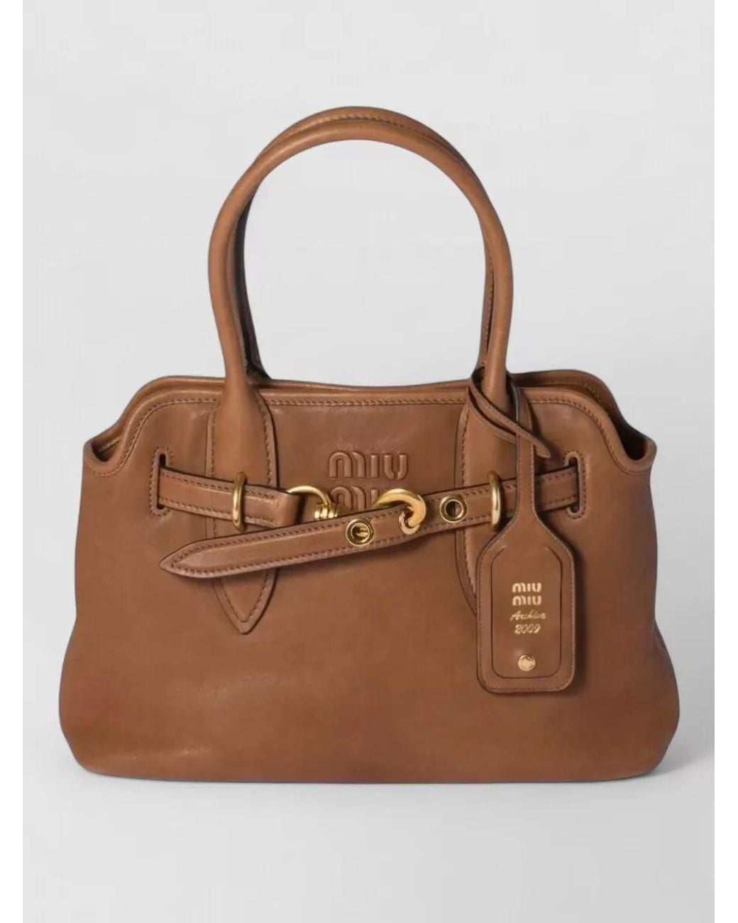 Miu Miu Brown Aventure Lamb Leather Tote Bag