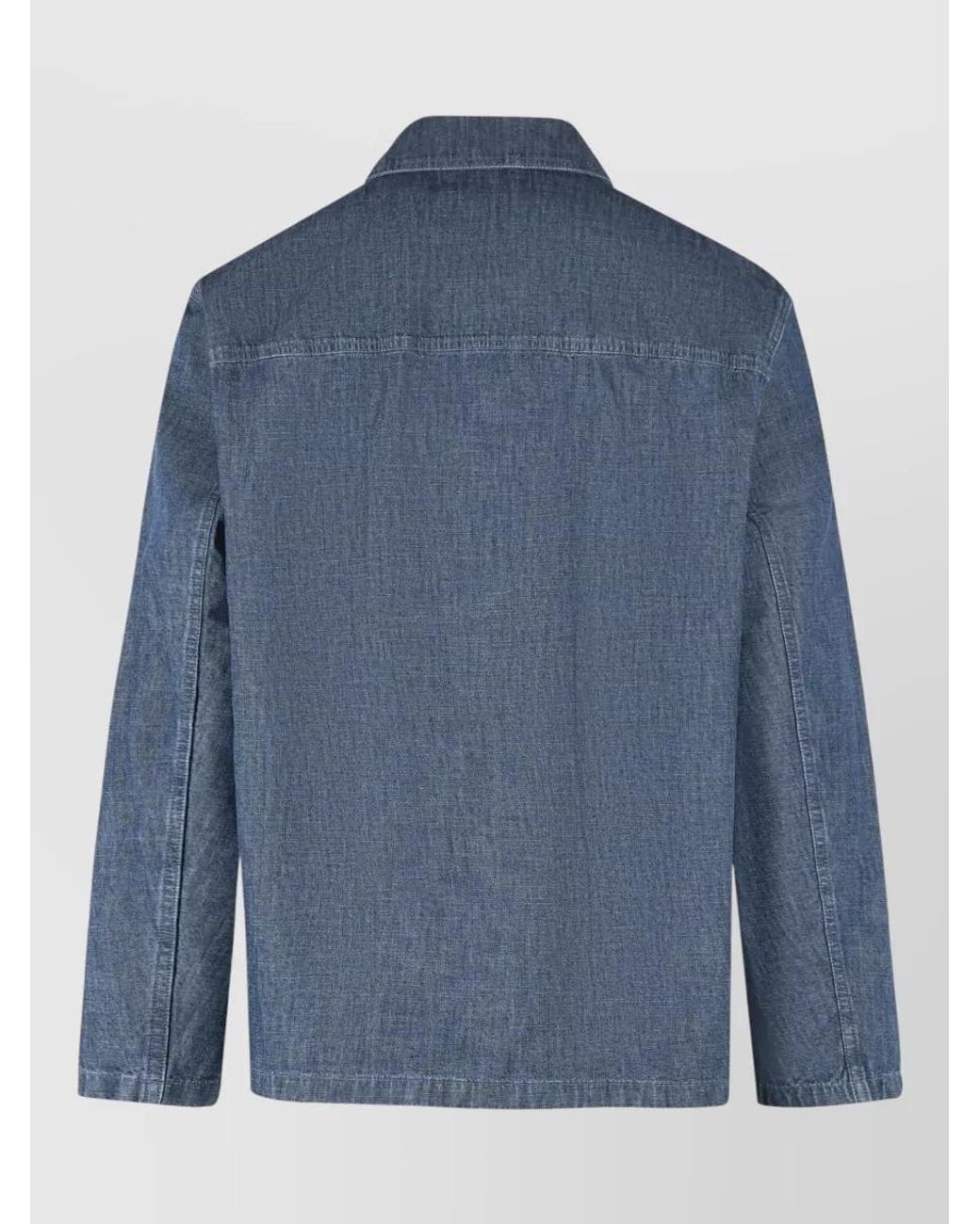 Jil Sander Blue Cotton Chambray Overshirt for men