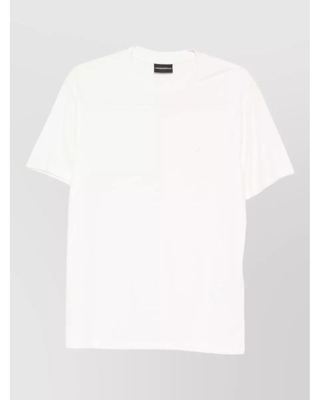 Emporio Armani White Silk Blend Logo Short-Sleeve T-Shirt for men