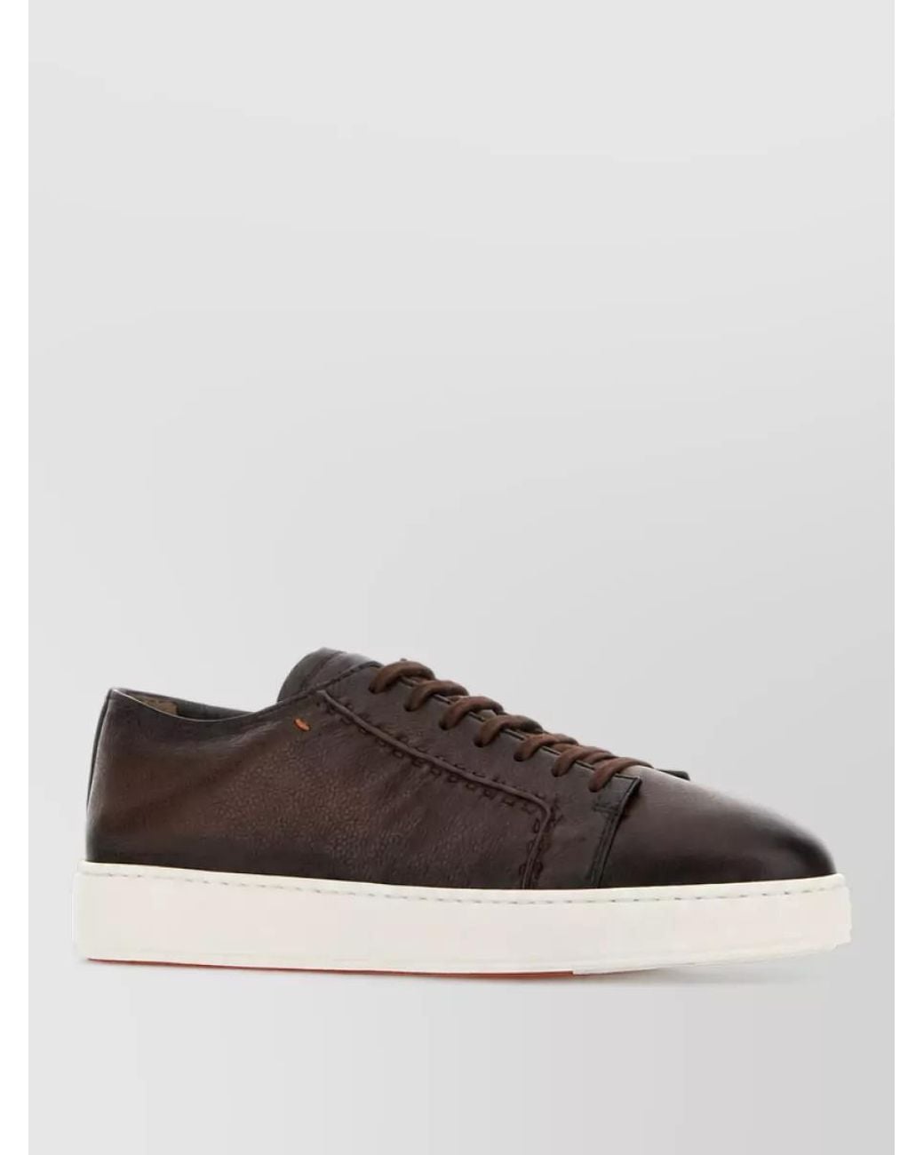 Santoni Brown Leather Lace-Up Sneakers for men
