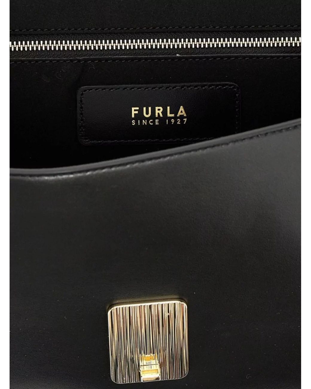 Furla Black Meridiana Leather Shoulder Bag
