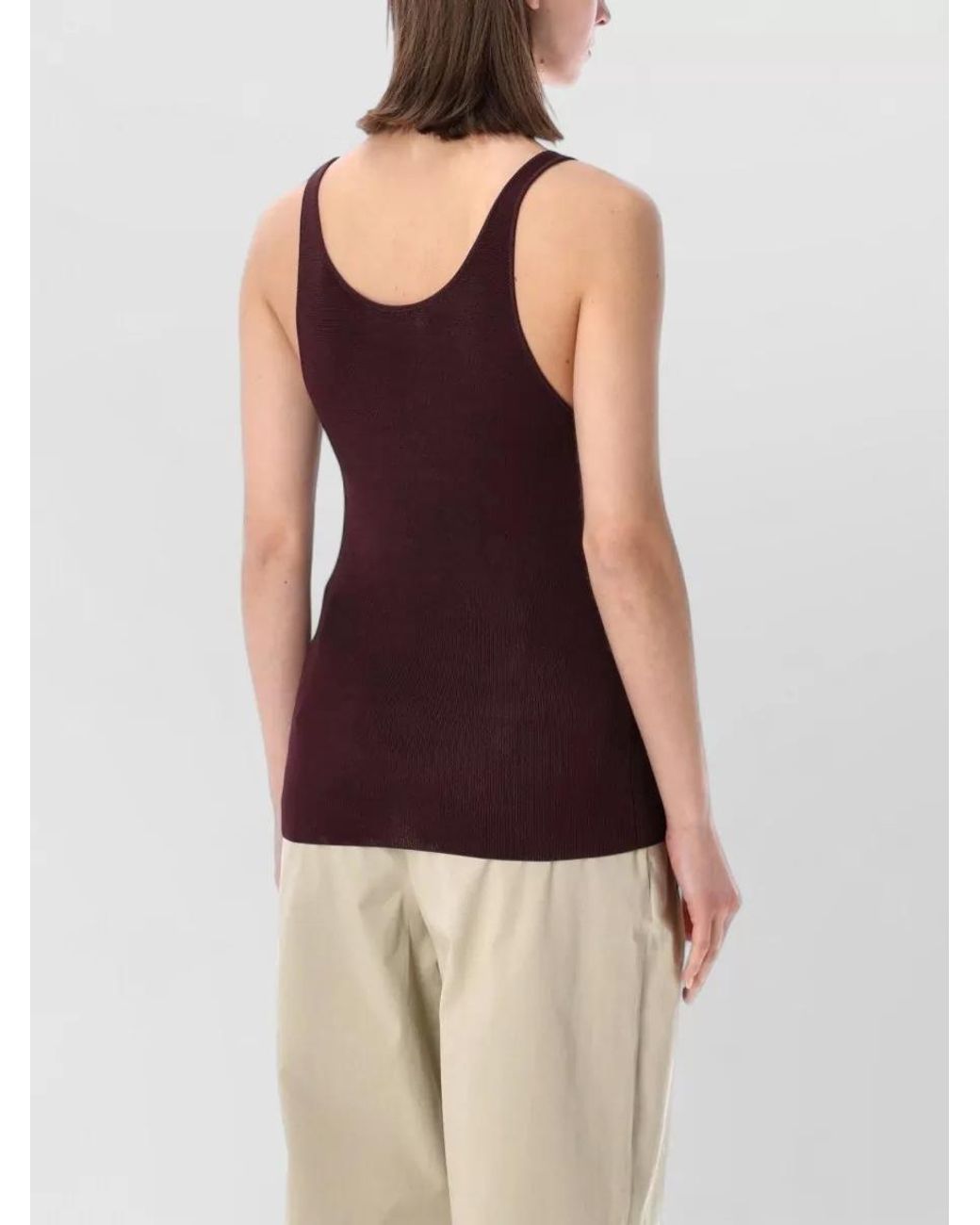 Frankie Shop Purple Rayon Slim-Fit Scoop-Neck Sleeveless Knit Tank Top