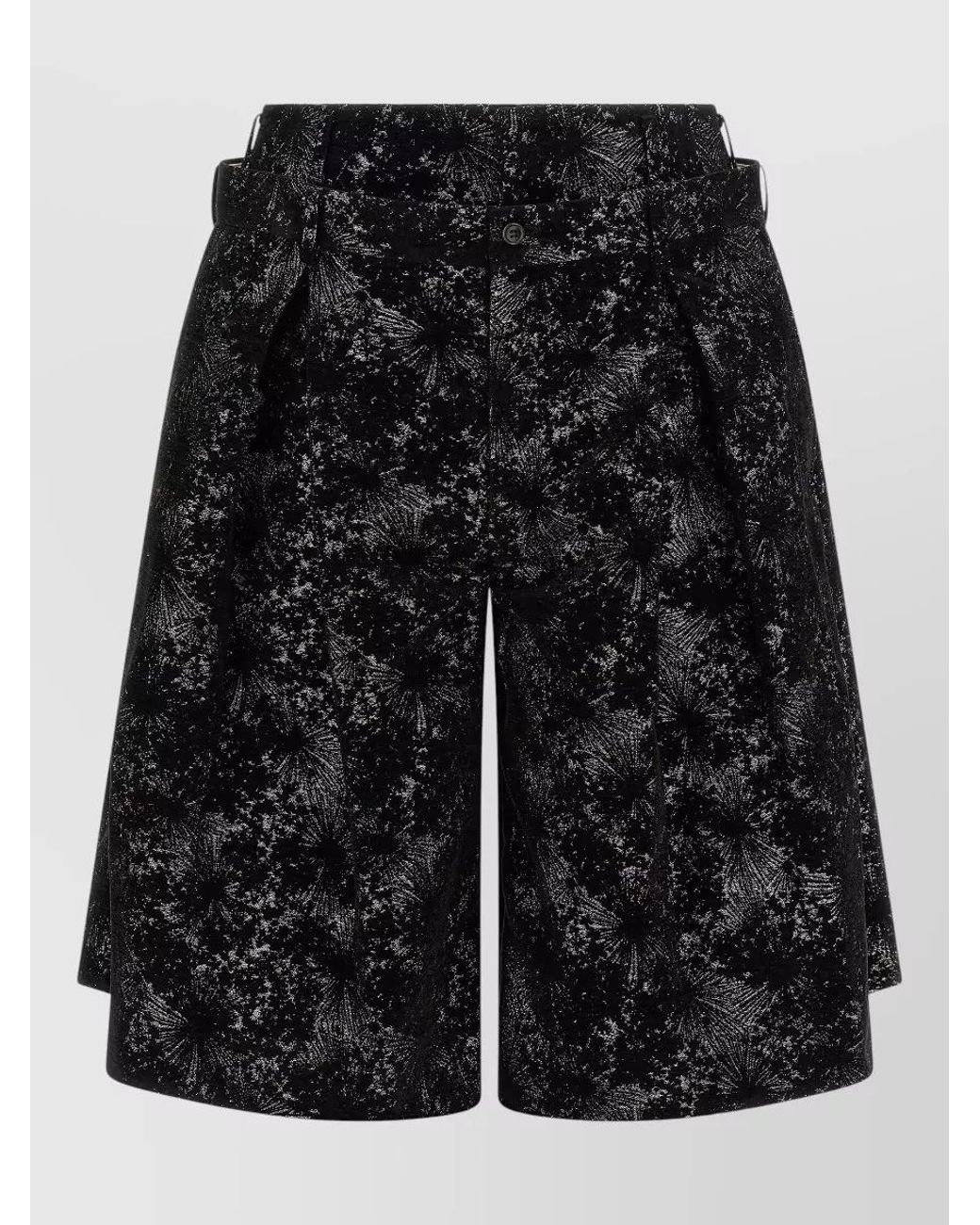 Comme des Garçons Black Metallic Abstract Printed Wide-Leg Bermuda Shorts for men