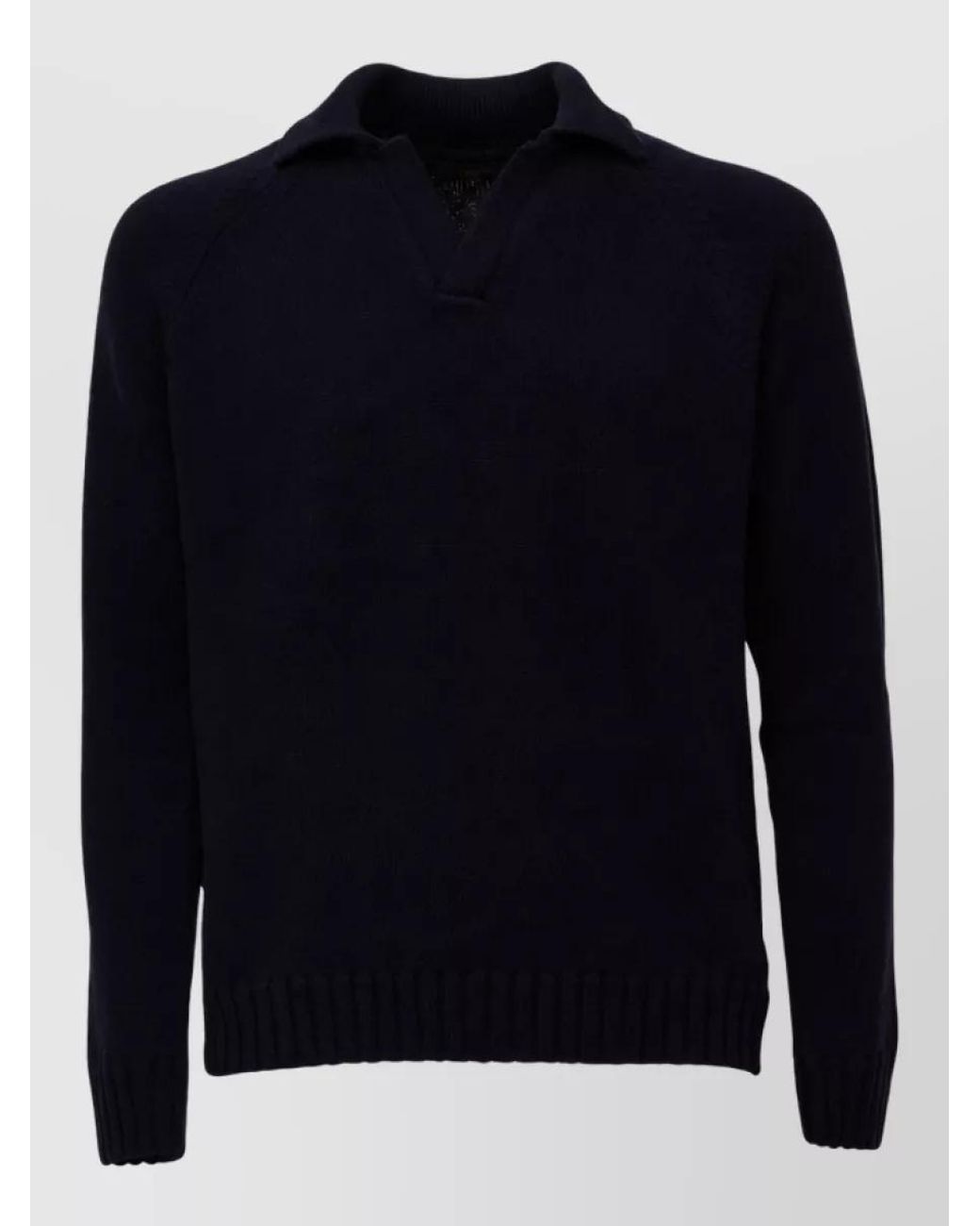 Zanone Blue Wool Knitted V Polo Sweater for men
