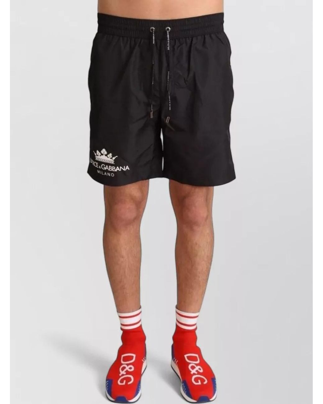 Dolce & Gabbana Black Floral-Print Deck Shorts for men