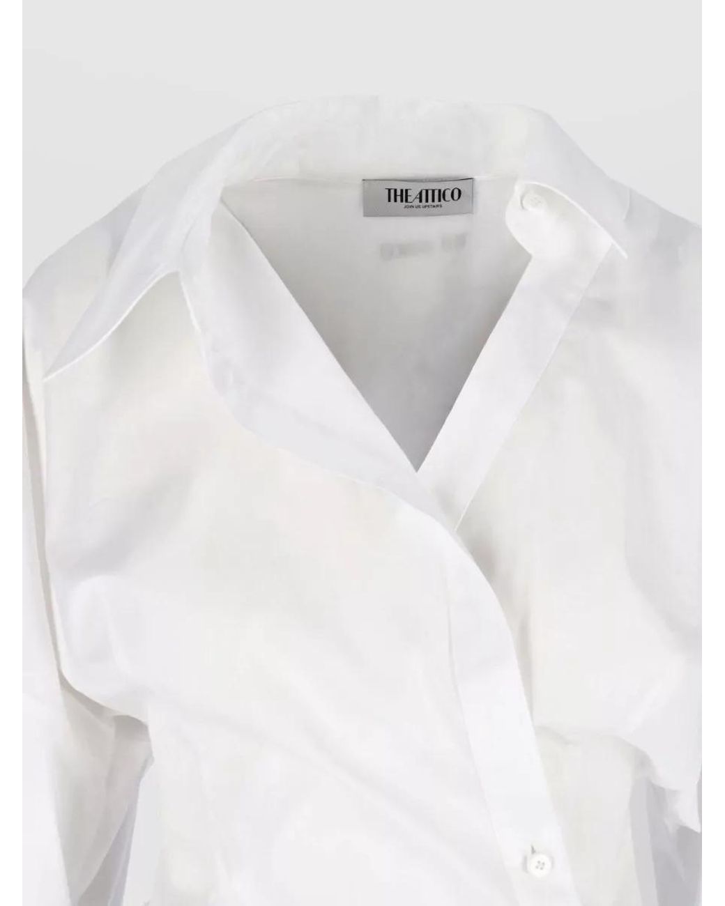 The Attico White Asymmetric Cotton Mini Shirt Dress