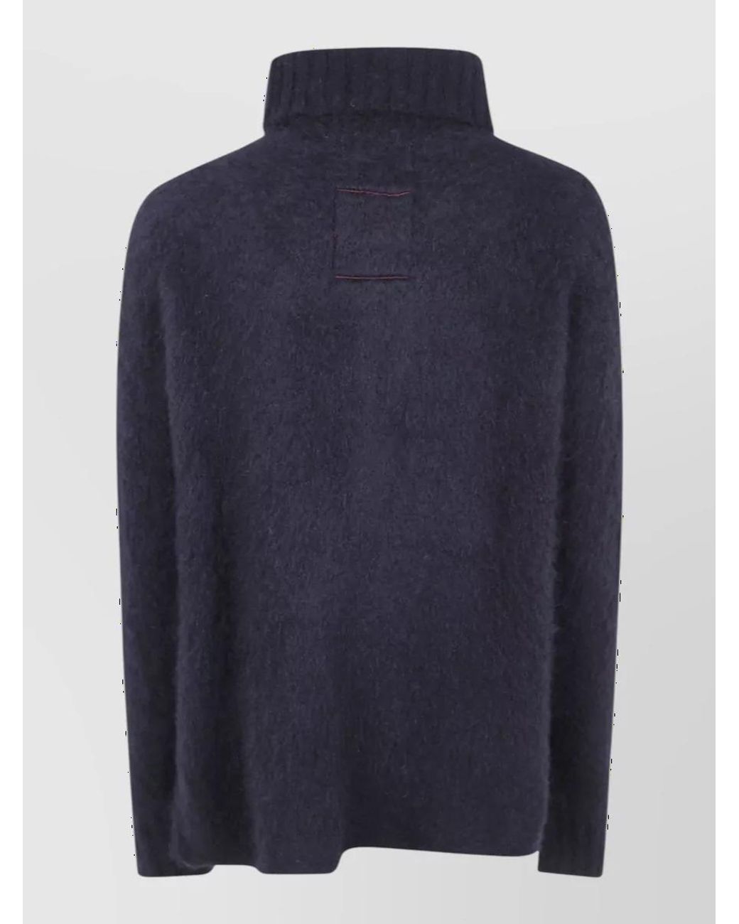 Uma Wang Blue Alpaca Wool High-Neck Sweatshirt