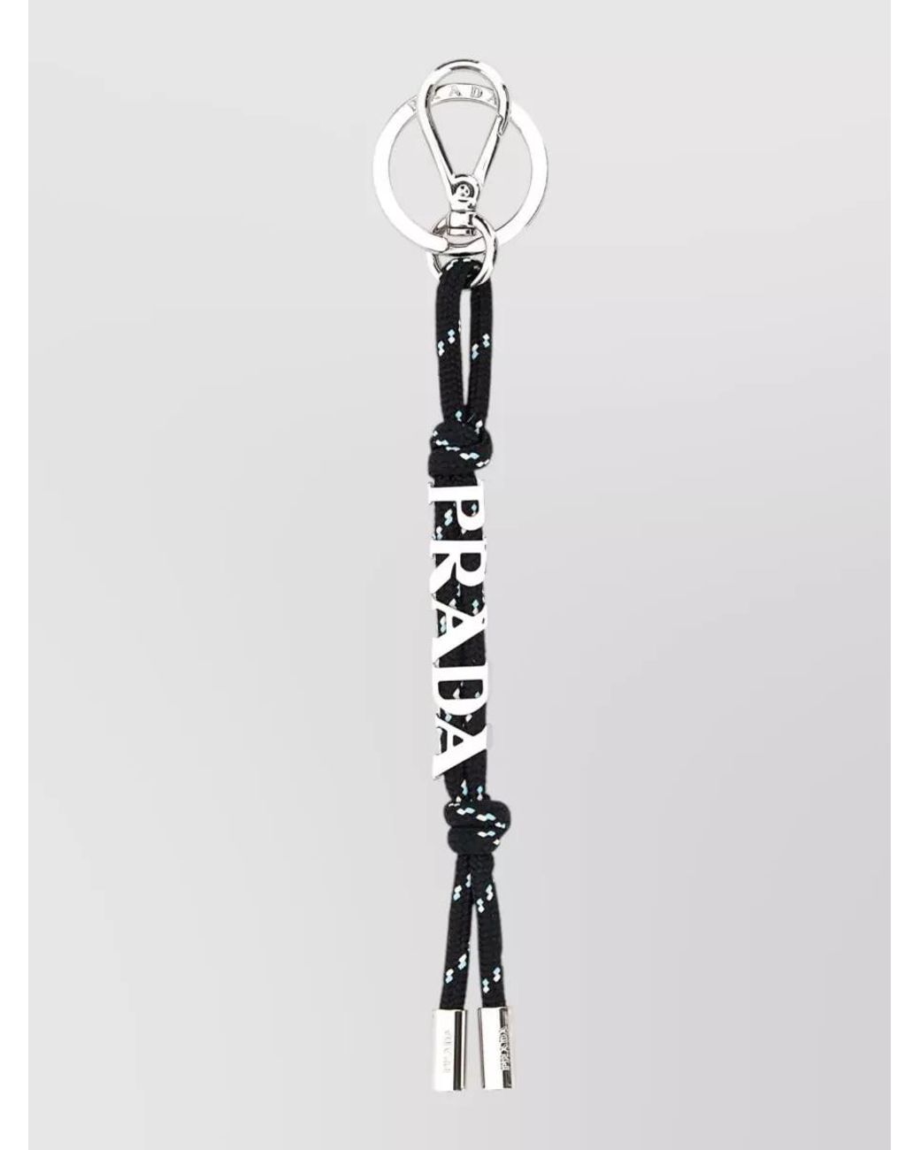 Prada White Saffiano Leather Speedrock Keychain for men