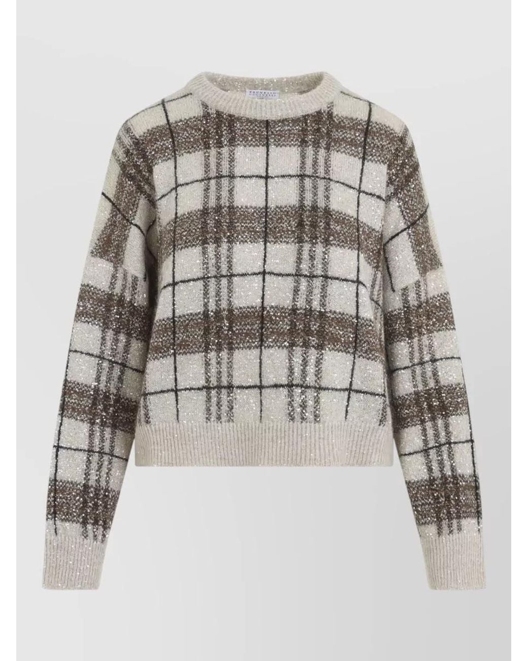 Brunello Cucinelli Multicolor Checked Mohair-Blend Sweater