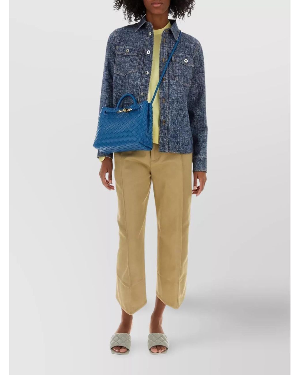 Bottega Veneta Blue Silk-Blend Printed Shirt