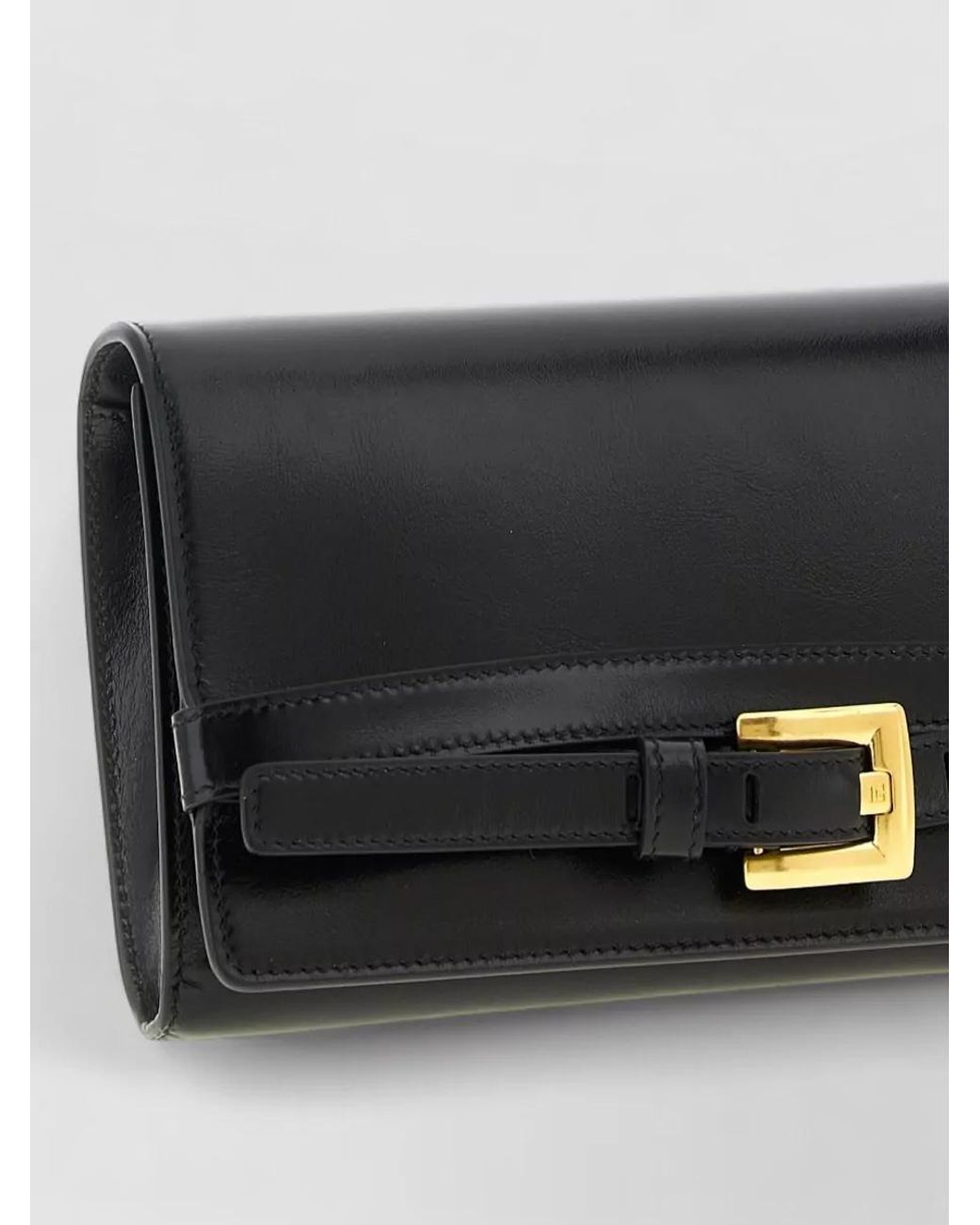 Balmain Black Shuffle Leather Wallet On Chain Clutch Bag