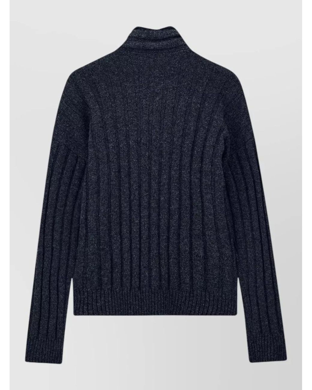 Giorgio Armani Blue Wool Ribbed Shawl Collar Jumper for men