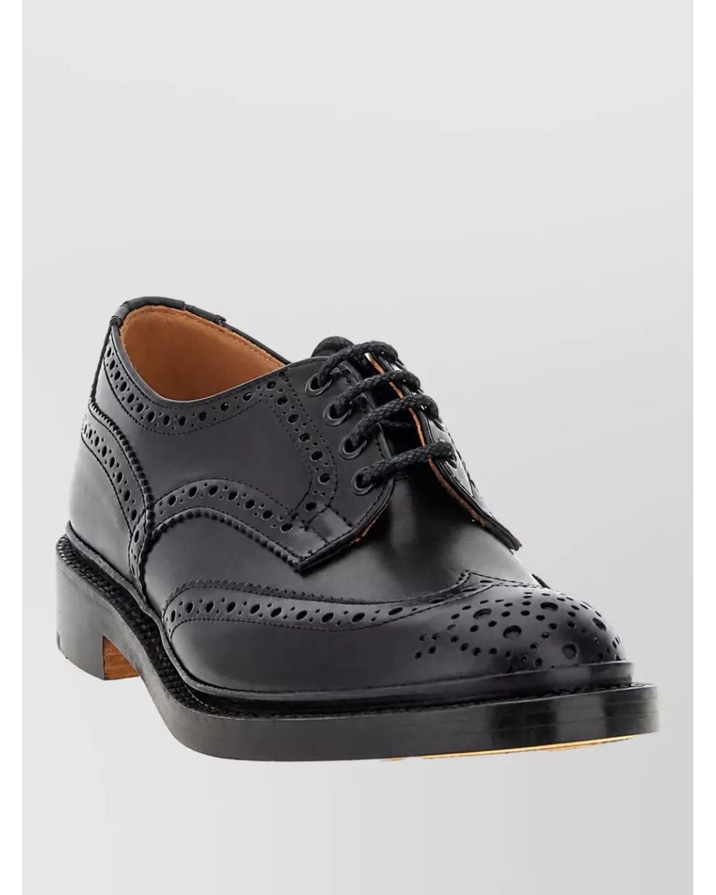 Tricker's Black Leather Brogue Lace-Up Shoes for men
