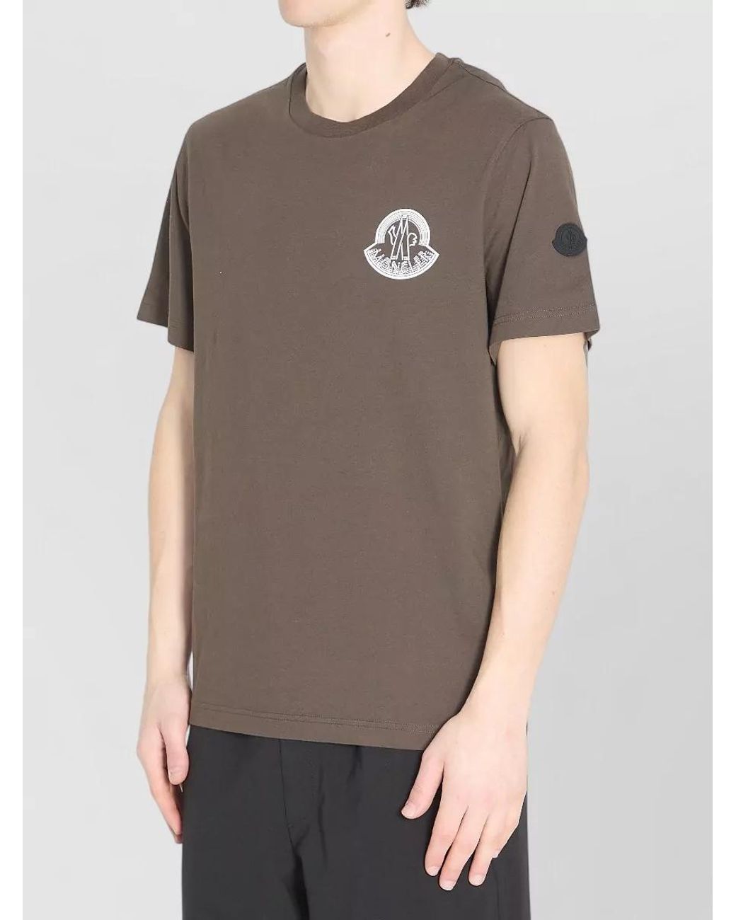Moncler Gray Cotton Regular-Fit Short-Sleeve T-Shirt for men