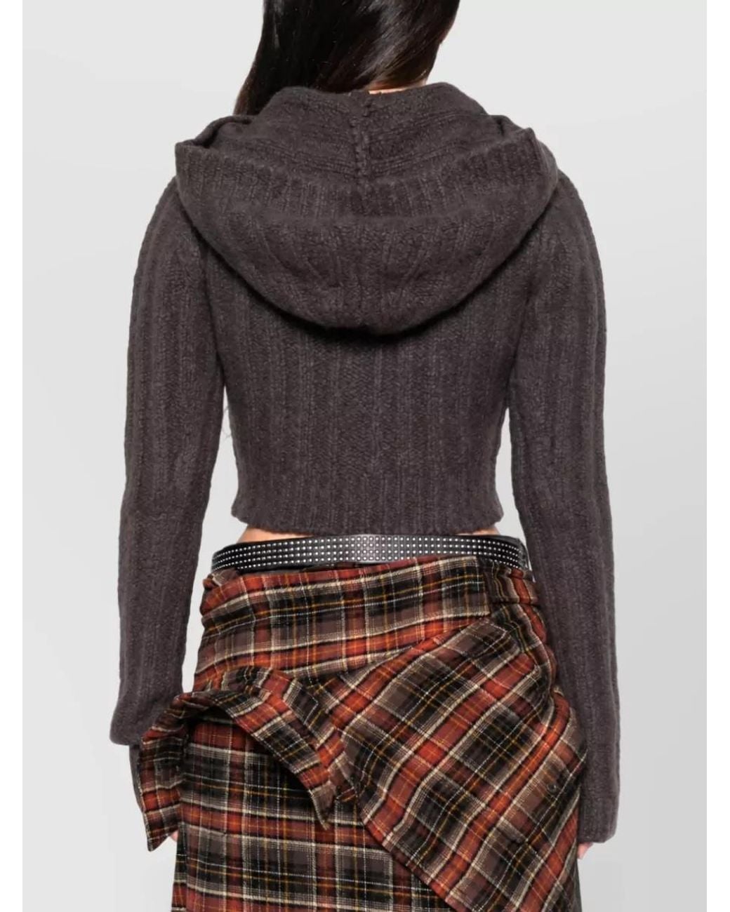 Rick Owens Multicolor Cashmere Silk Ribbed Cropped Hoodie