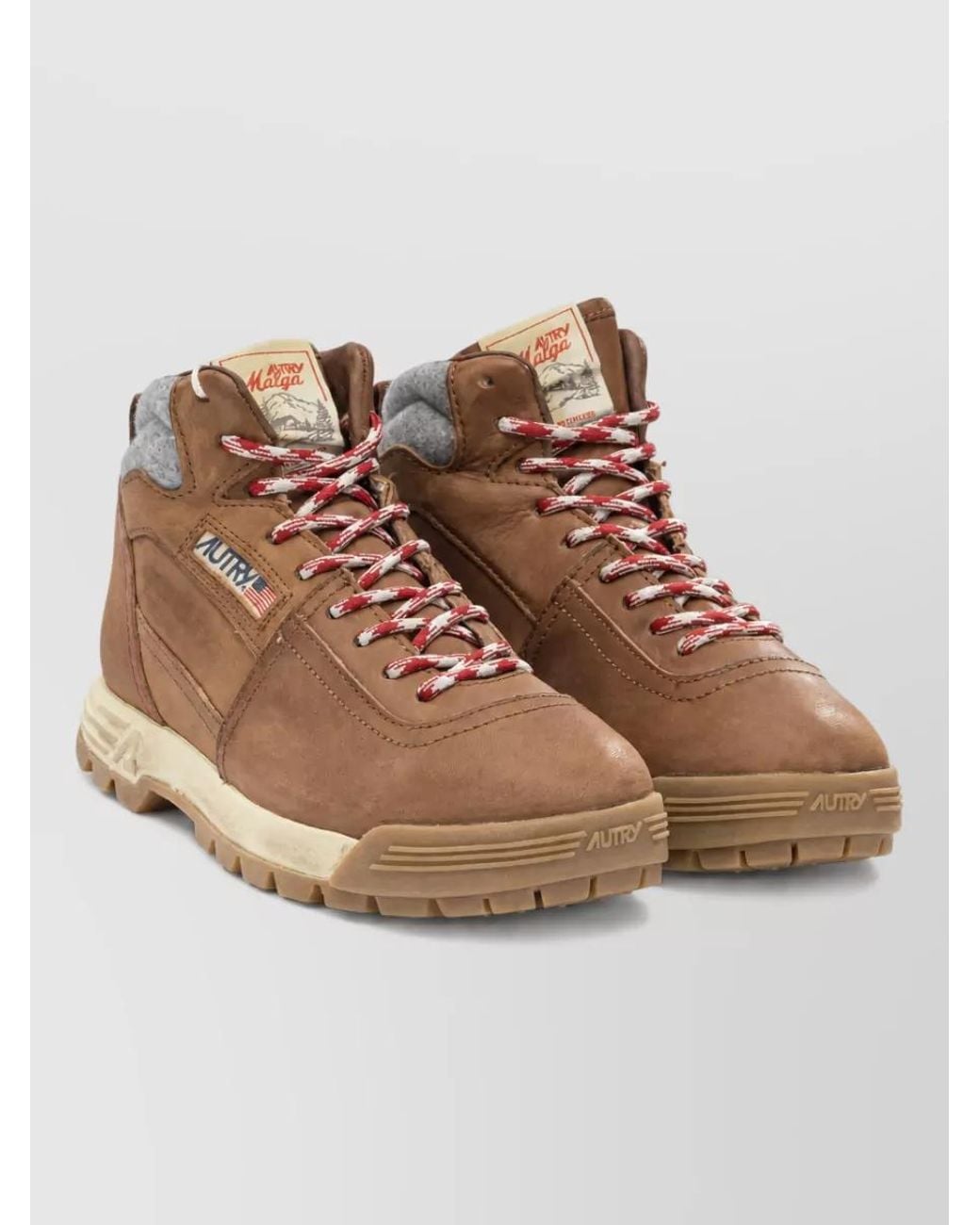 Autry Brown Leather Combat Boots