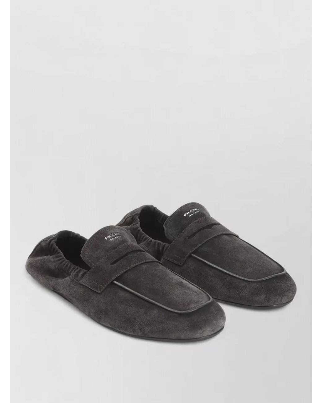 Prada Gray Suede Penny Loafers for men