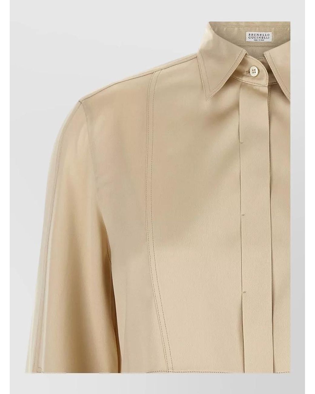 Brunello Cucinelli Natural Silk Satin Panelled Shirt