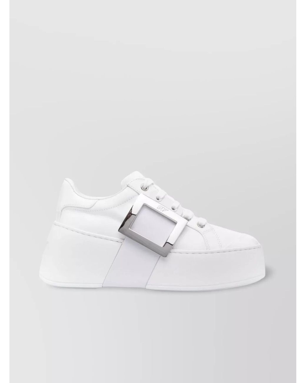 Roger Vivier White Leather Low-Top Sneakers