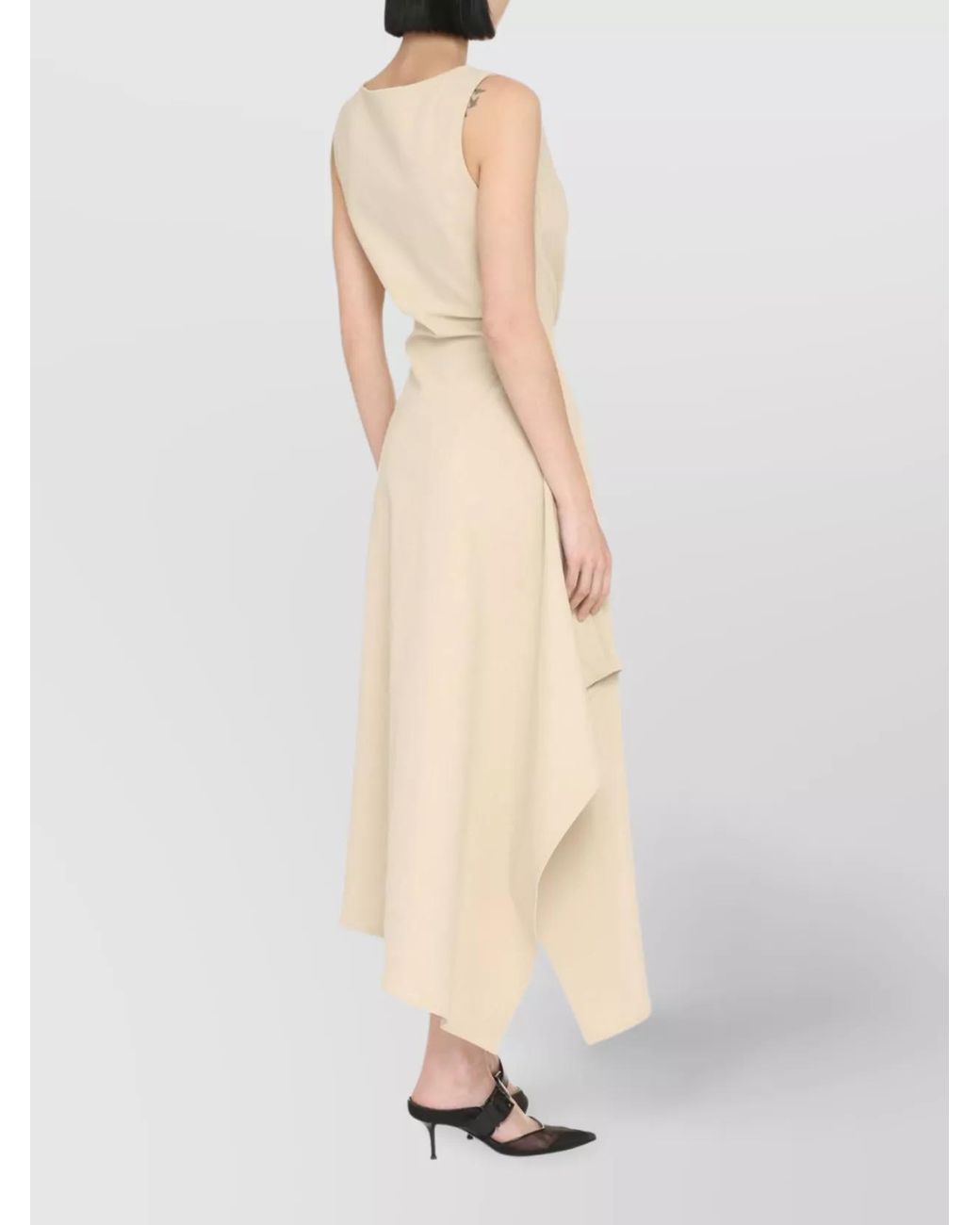 Bottega Veneta White Asymmetric Cotton Midi Dress