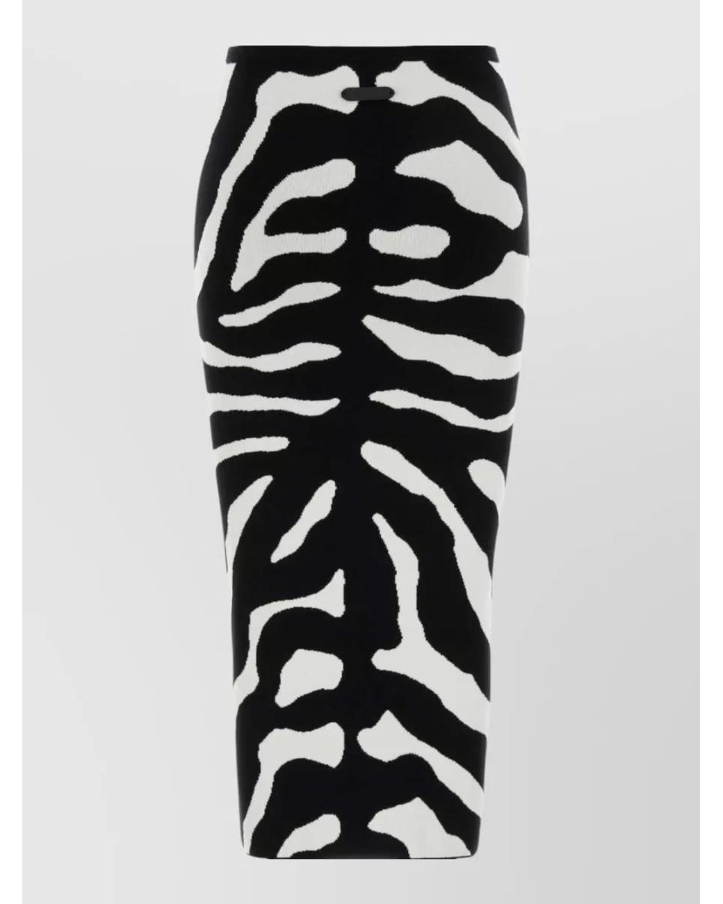 Moschino Black Zebra Intarsia Fitted Skirt