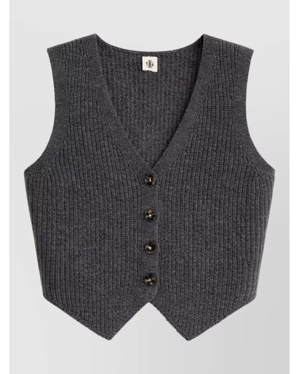 THE GARMENT Gray Cashmere Cropped Knitted Vest