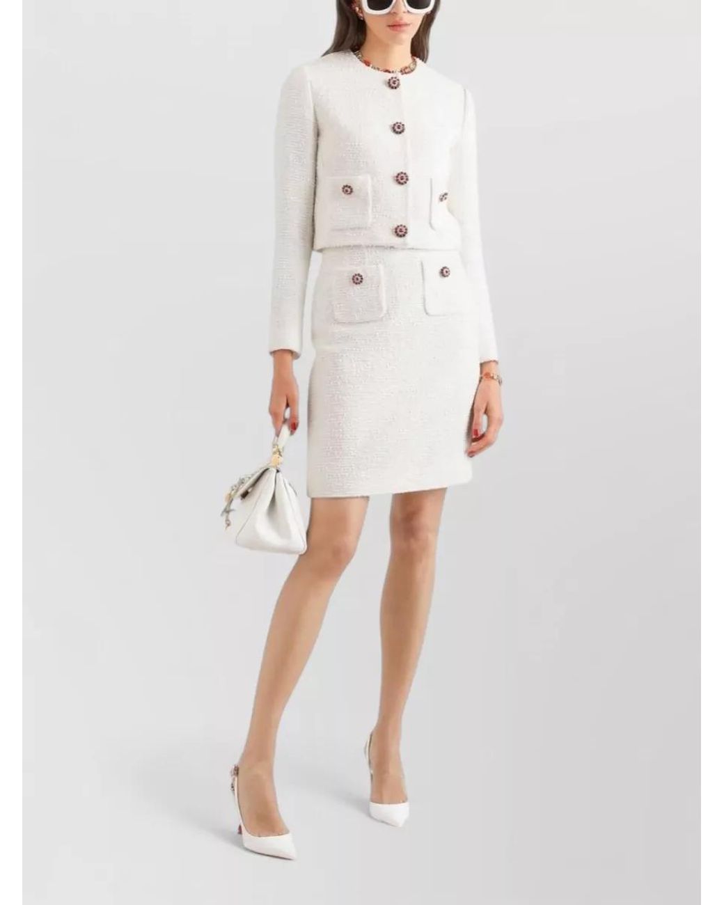 Dolce & Gabbana Natural Single-Breasted Tweed Jacket