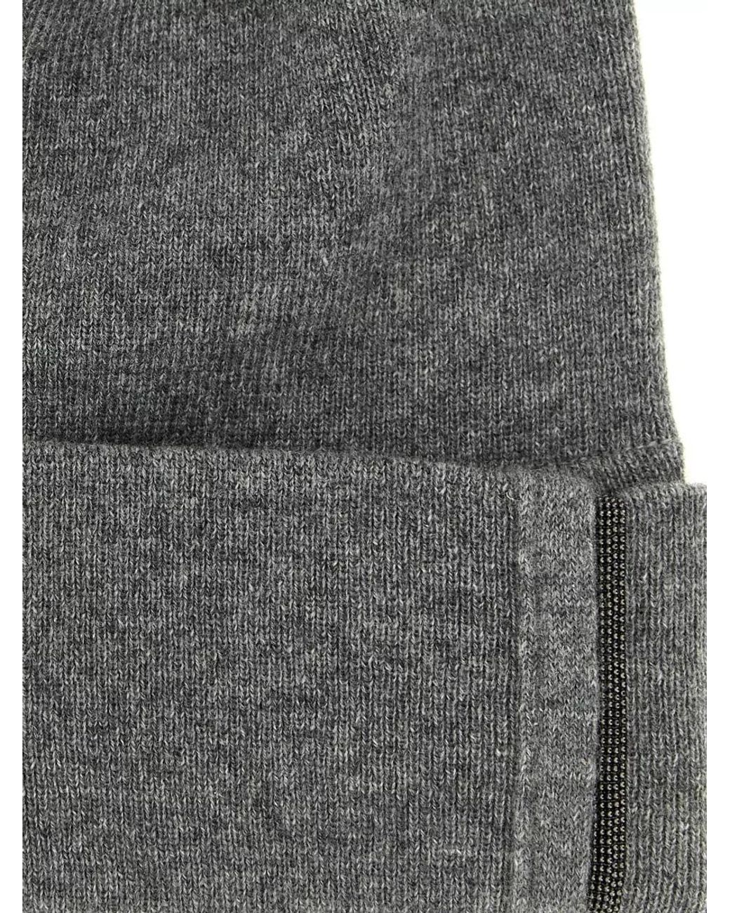 Brunello Cucinelli Gray Cashmere Micro Ribbed Beanie
