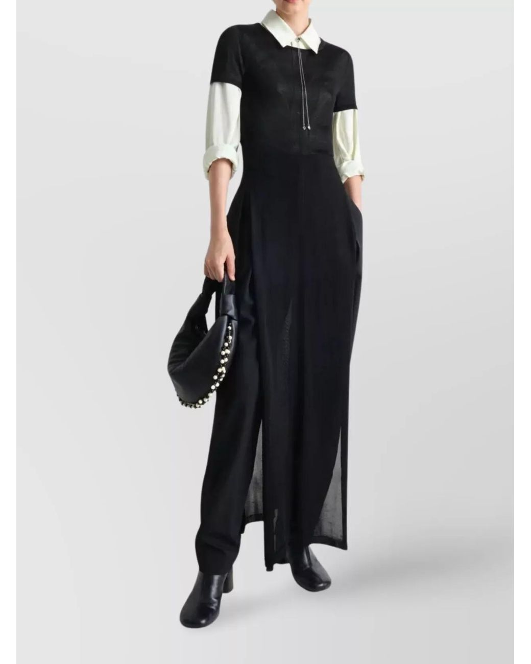 Lemaire Gray Lamb Leather Beaded Mini Shoulder Bag