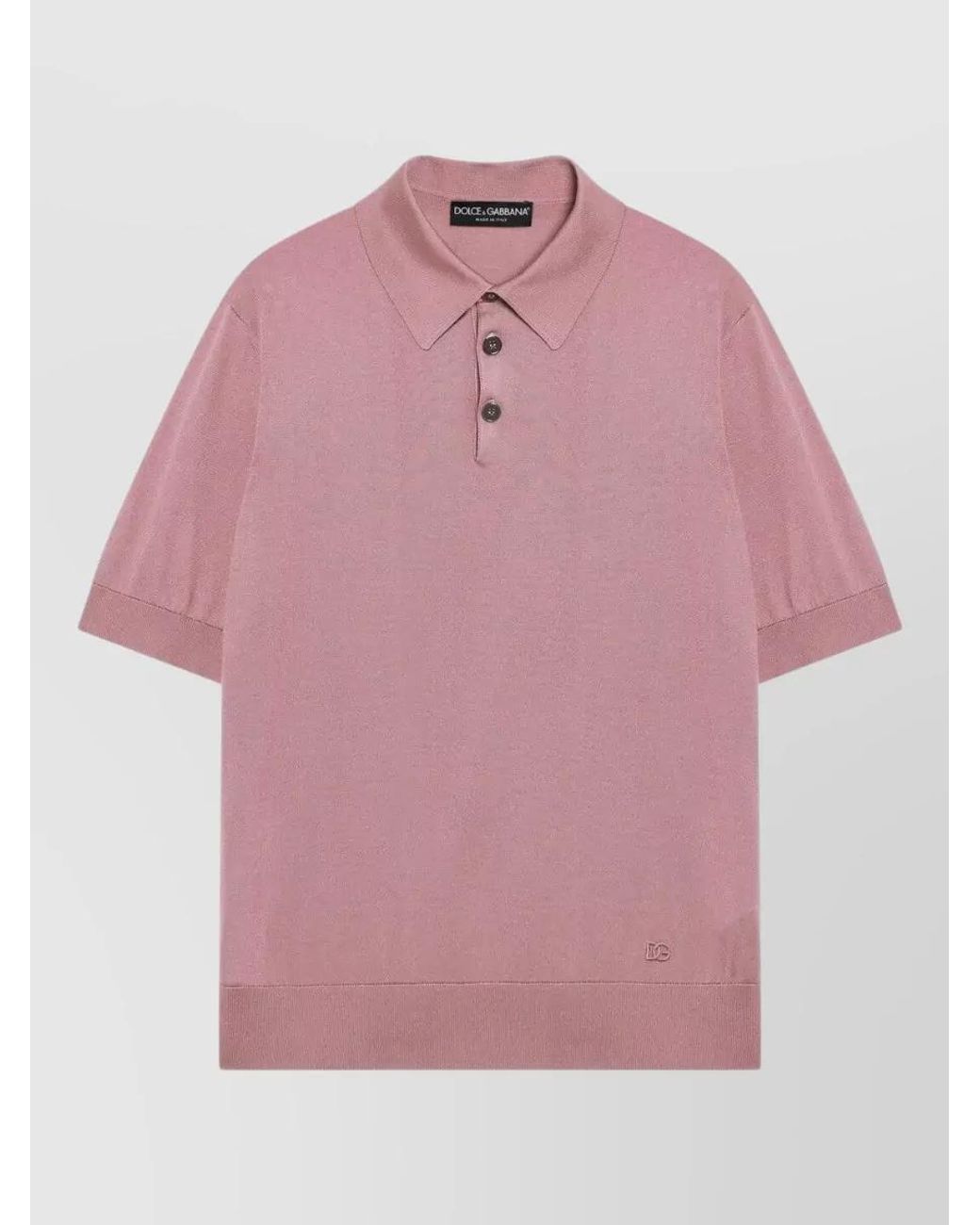 Dolce & Gabbana Pink Silk Polo Shirt for men