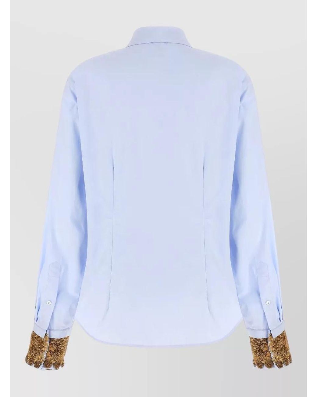 Dries Van Noten Blue Cotton Embellished Shirt