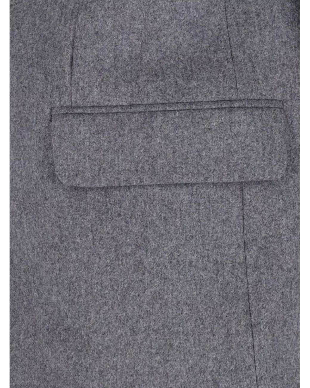 AMI Gray Virgin Wool Double-Breasted Blazer for men