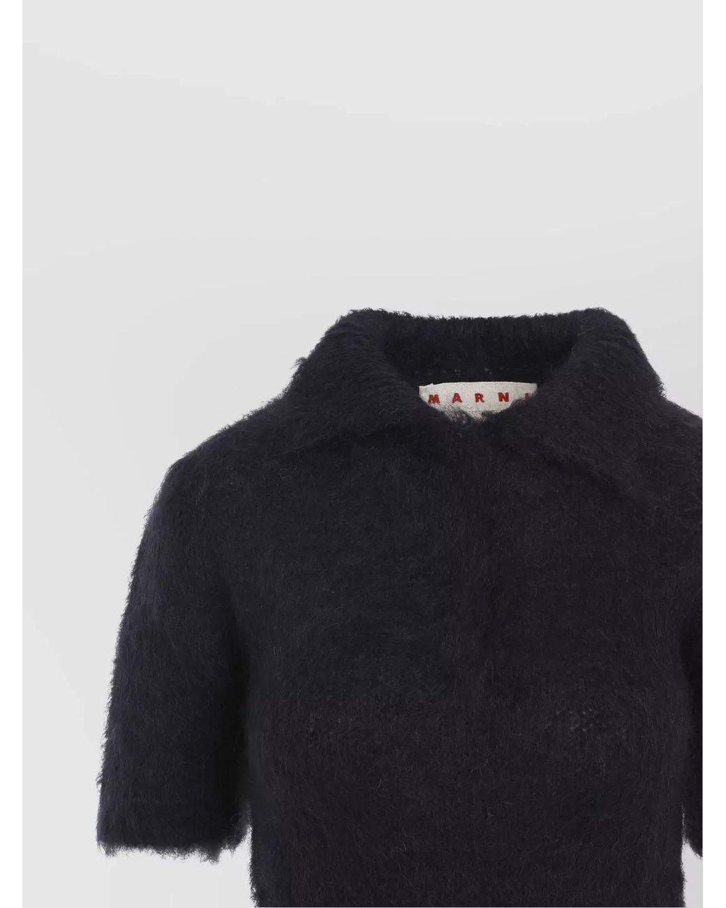 Marni Black Mohair Short-Sleeve Polo Shirt