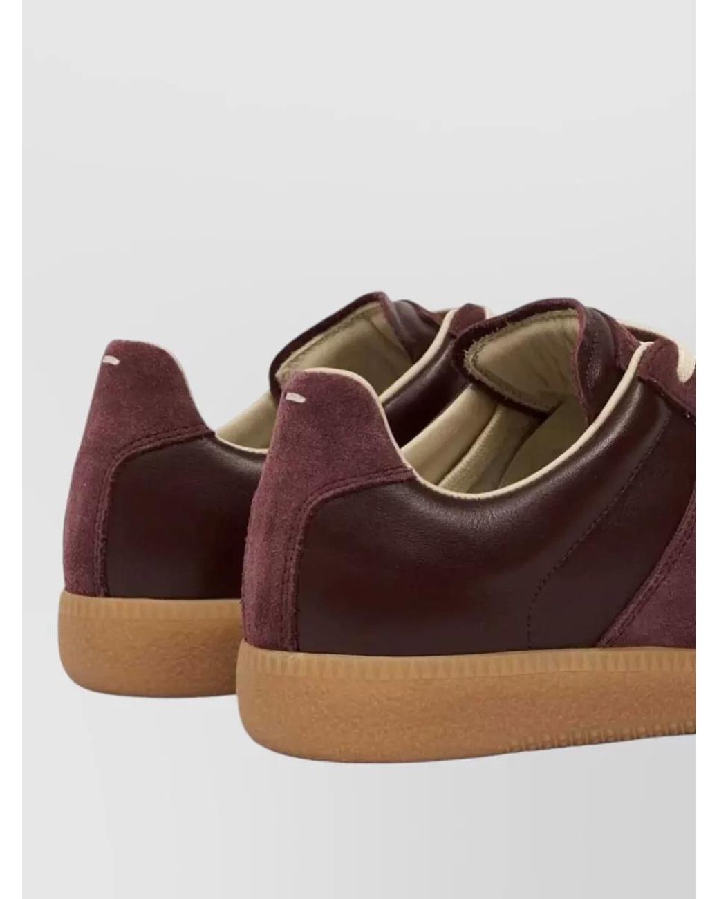 Maison Margiela Brown Leather Replica Lace-Up Sneakers