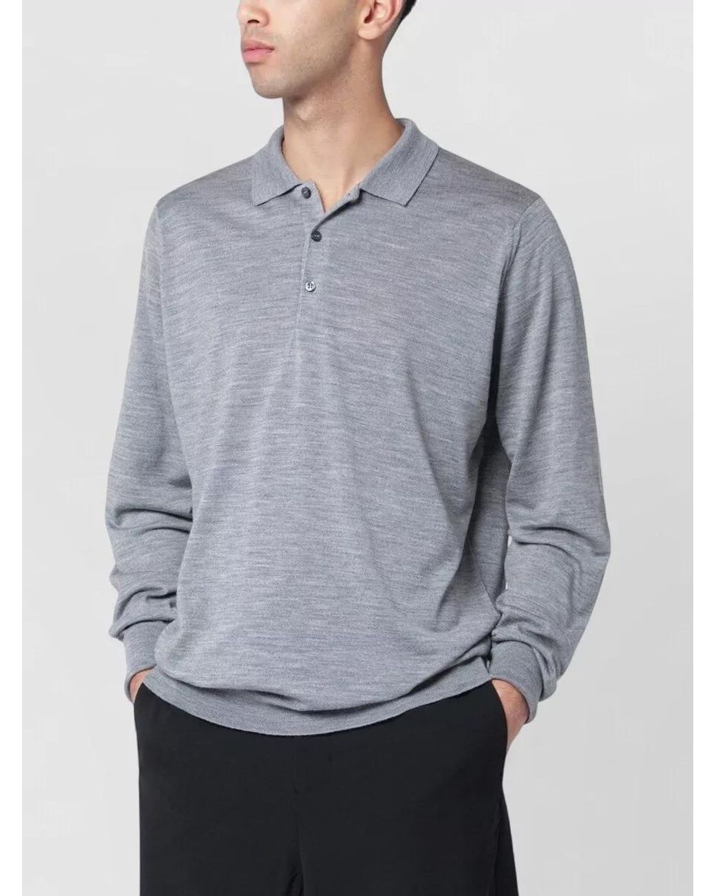 John Smedley Gray Wool Polo Shirt for men