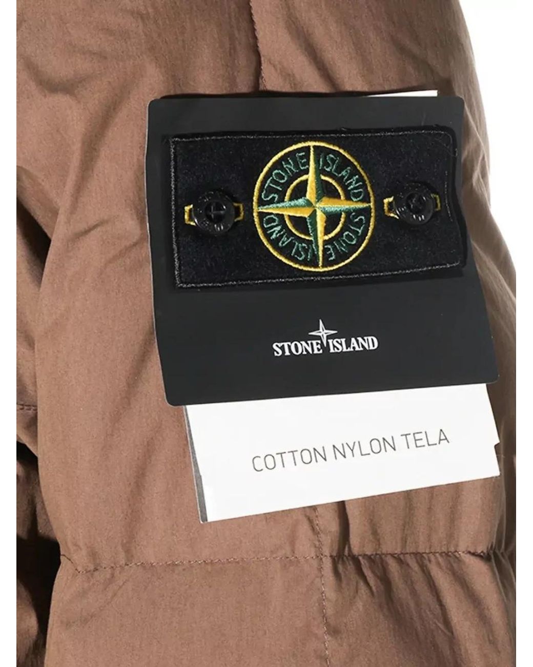 Stone Island Brown Down Padded Coat for men