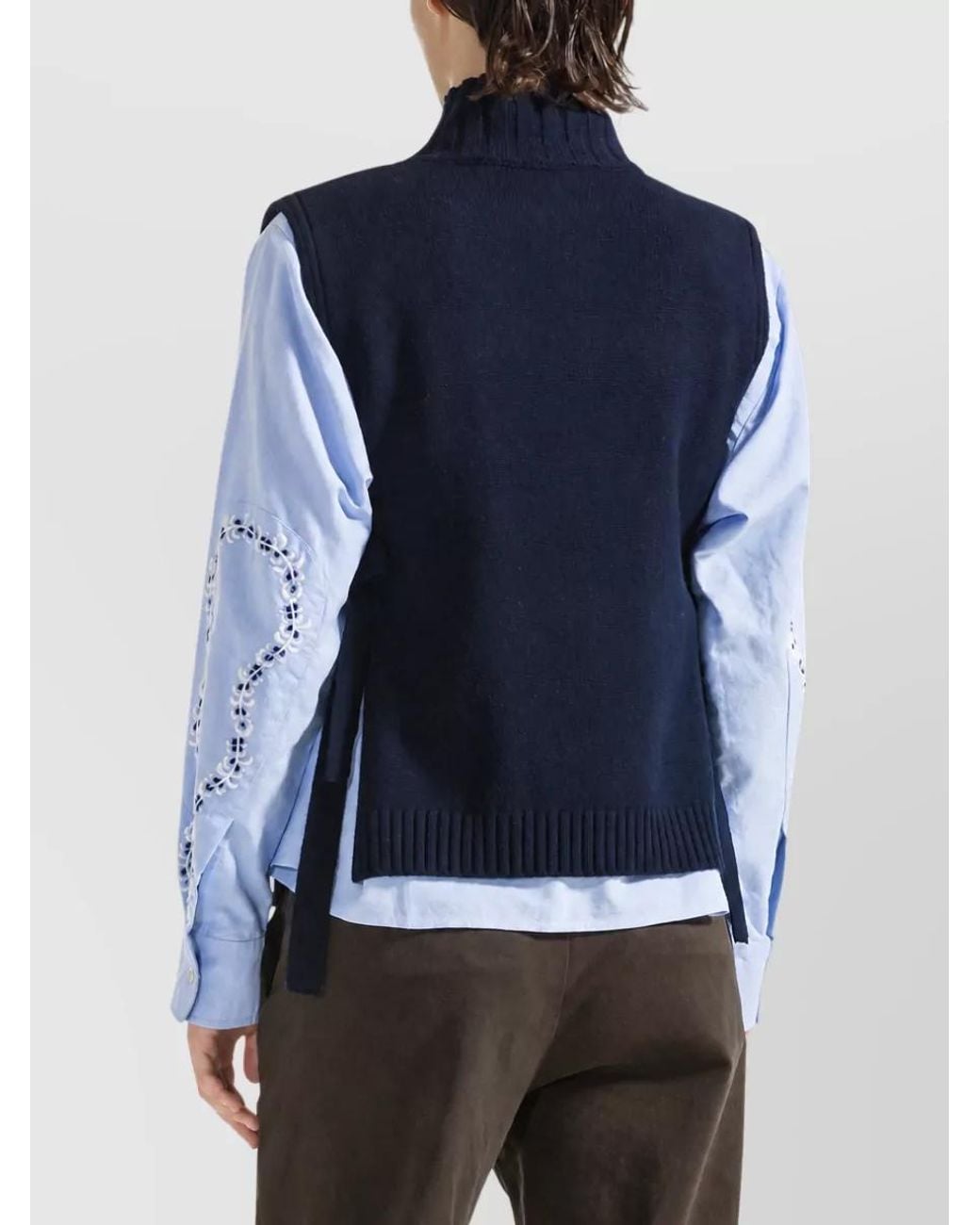 SEVENTY VENEZIA Blue Turtleneck Wool Blend Sleeveless Jumper