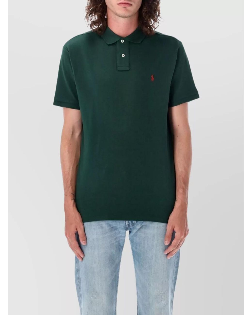 Polo Ralph Lauren Green Cotton Piqué Logo Short-Sleeve Polo Shirt for men
