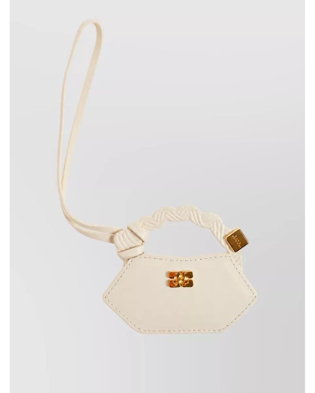Ganni White Leather Keychain Purse