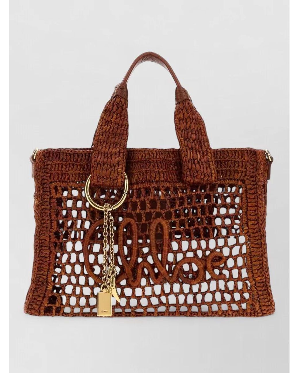 Chloé Brown Raffia Tote Bag