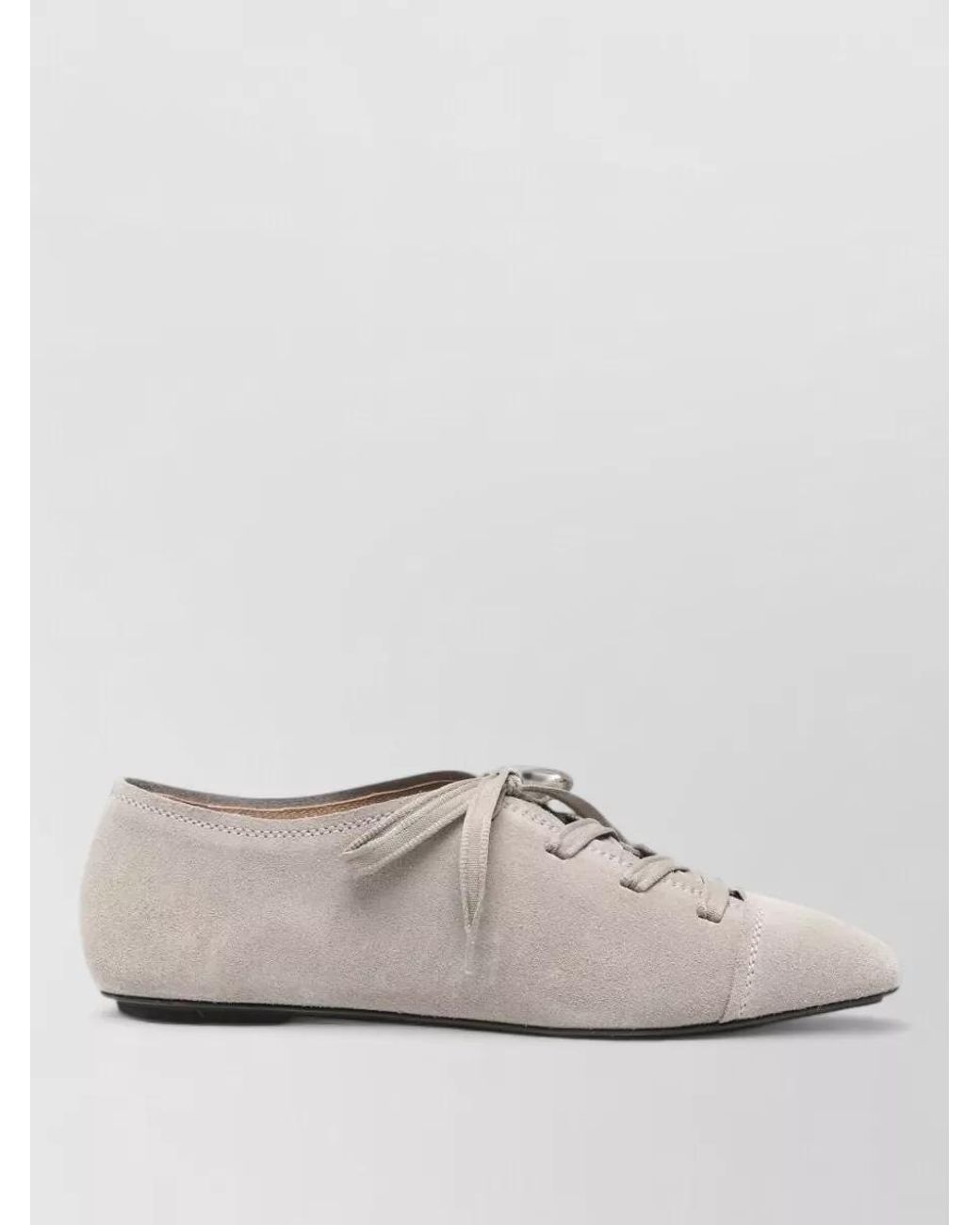 Emporio Armani White Leather Lace-Up Ballet Flats