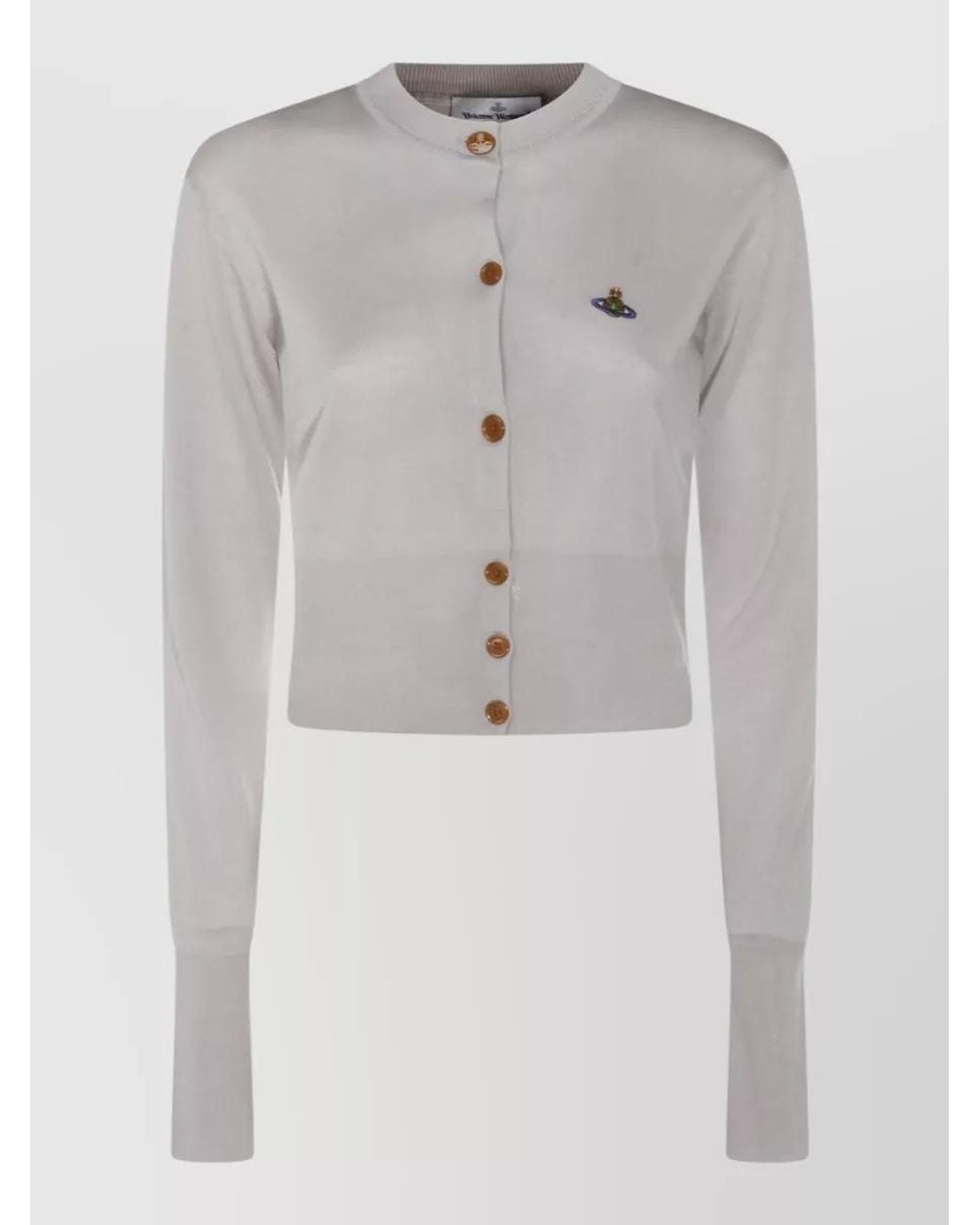 Vivienne Westwood Gray Silk Wool Cropped Crewneck Cardigan