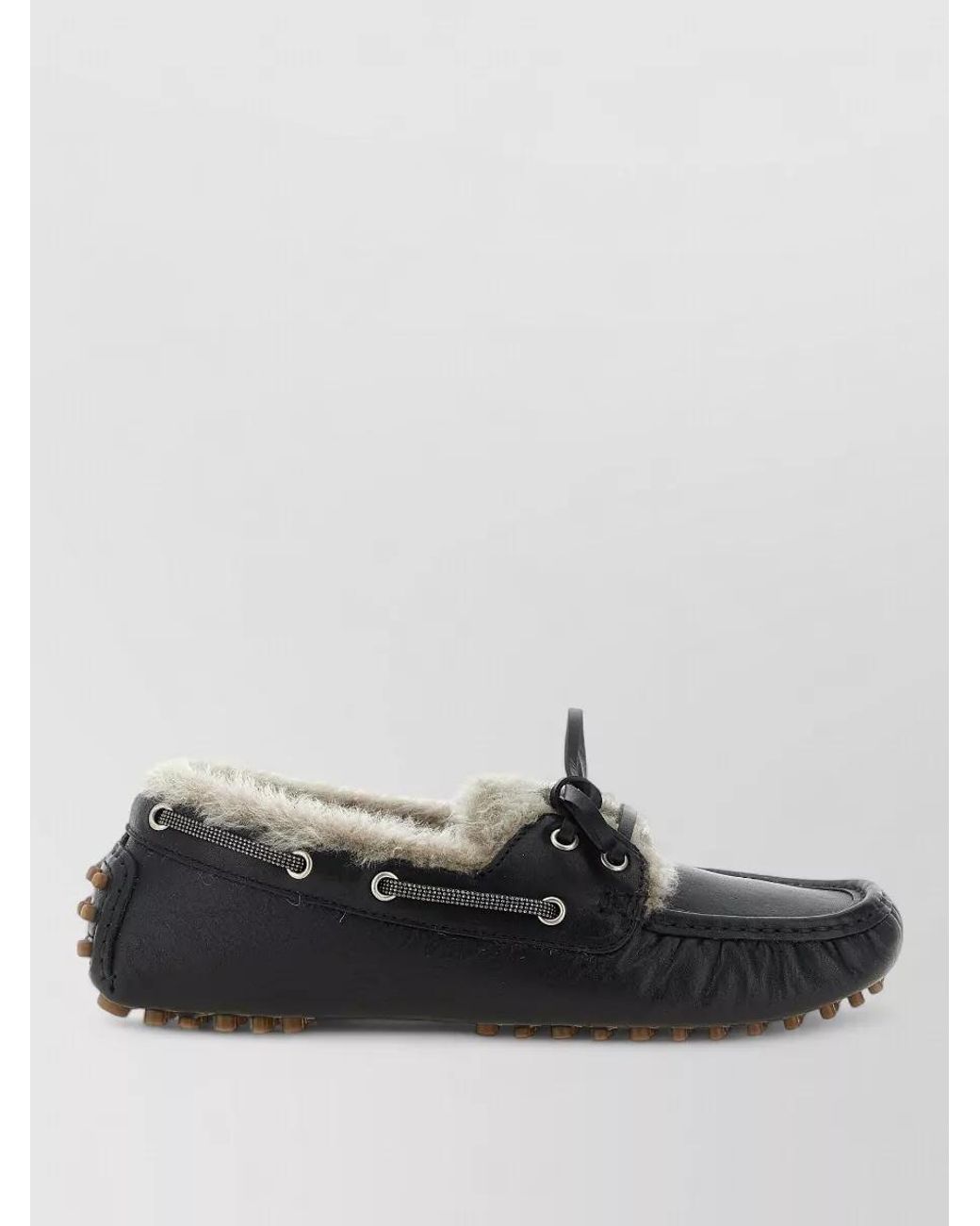 Brunello Cucinelli Black Leather Monile Loafers