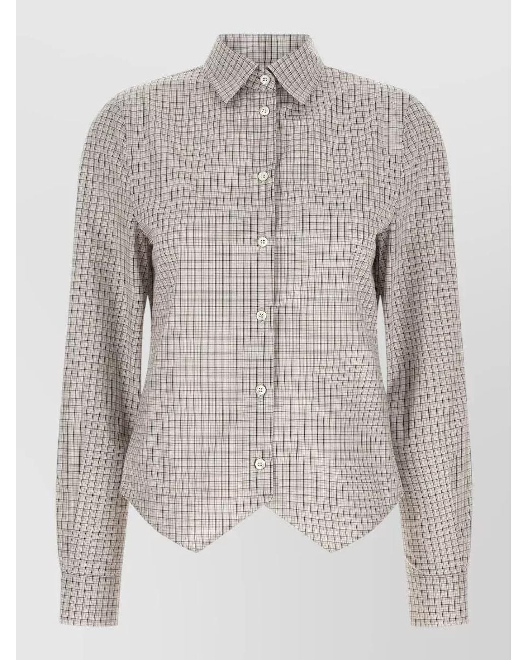 Maison Margiela Gray Checked Cotton Pointed Hem Shirt