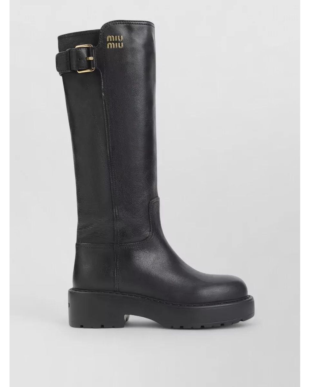 Miu Miu Black Leather Knee-High Boots