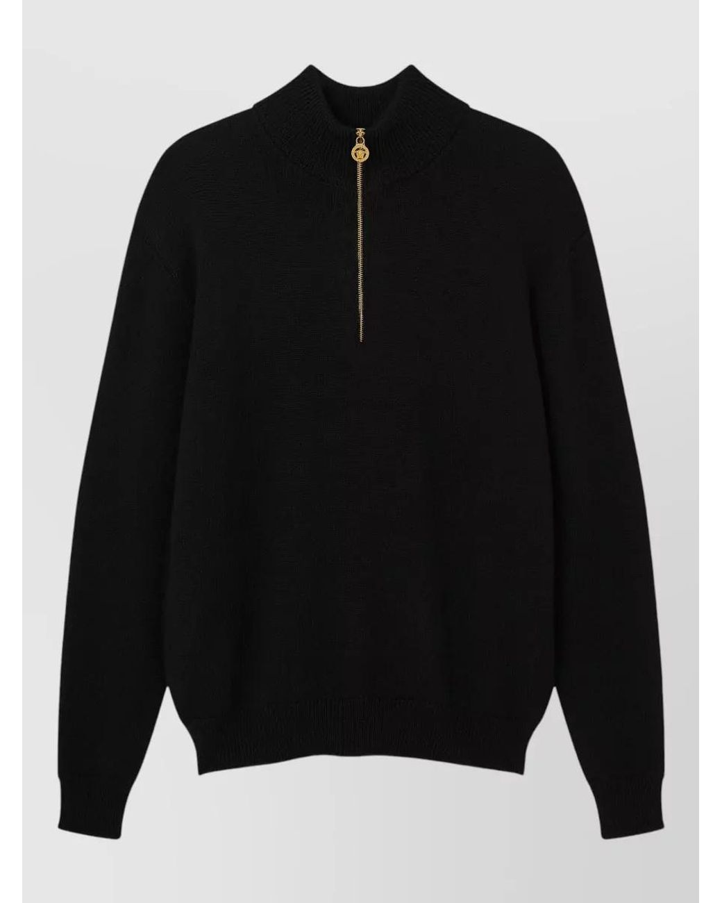Versace Black Ribbed Half-Zip Knit Sweater for men