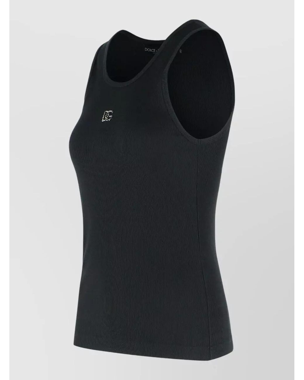 Dolce & Gabbana Black Ribbed Cotton Sleeveless Tank Top