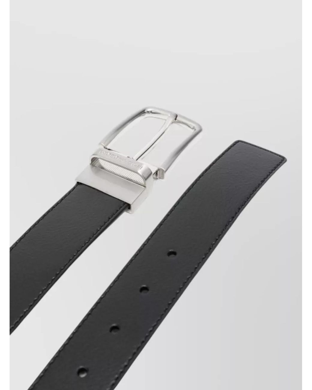 Emporio Armani Black Grained Leather Belt for men