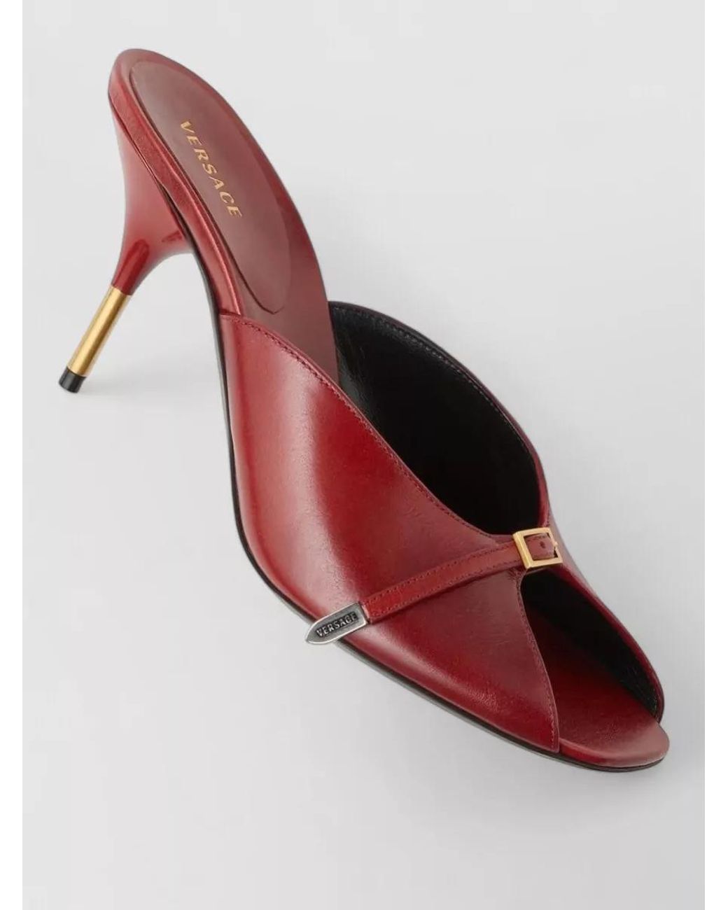 Versace Red Leather Mules